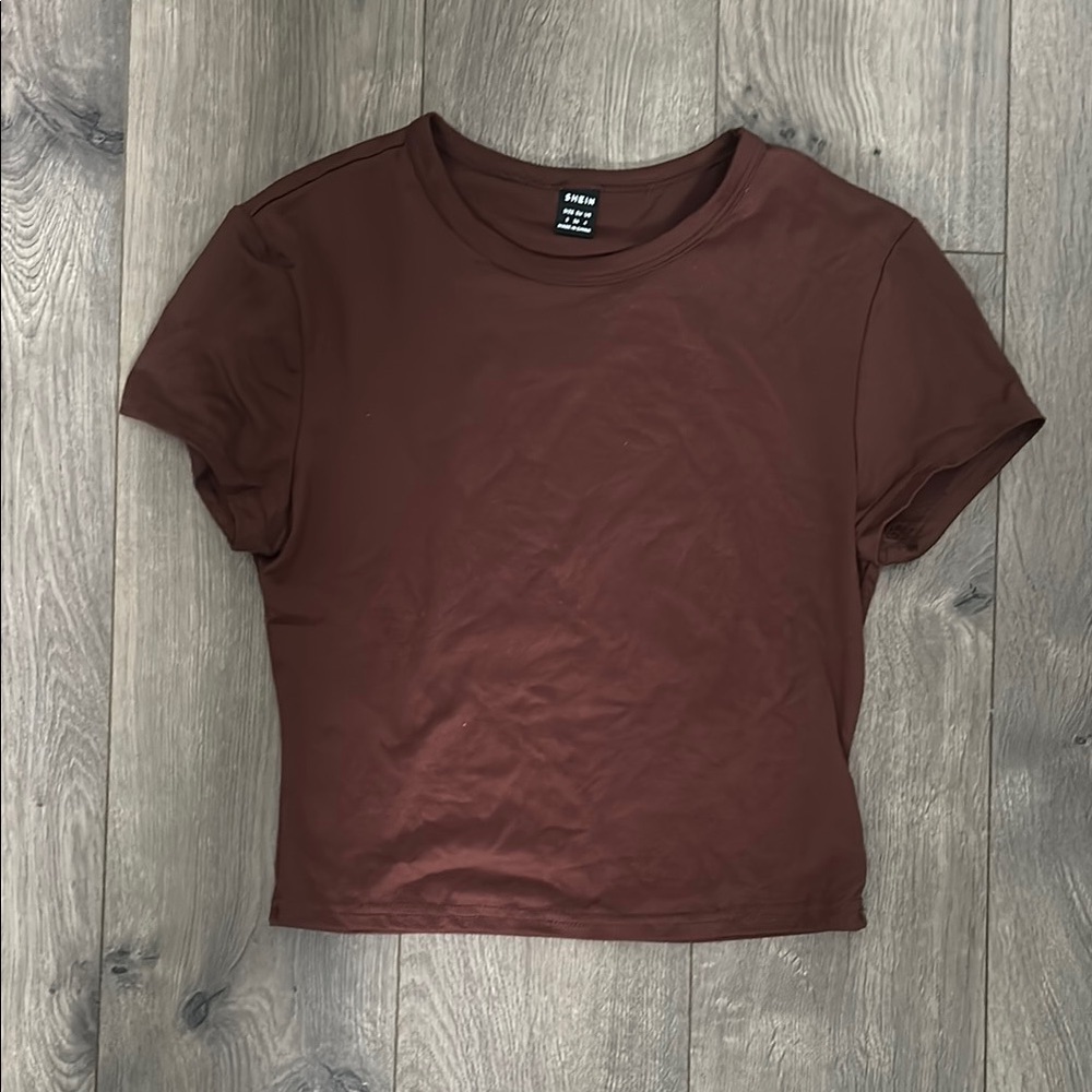 SHEIN Red Fitted Crop T-Shirt Short Sleeve